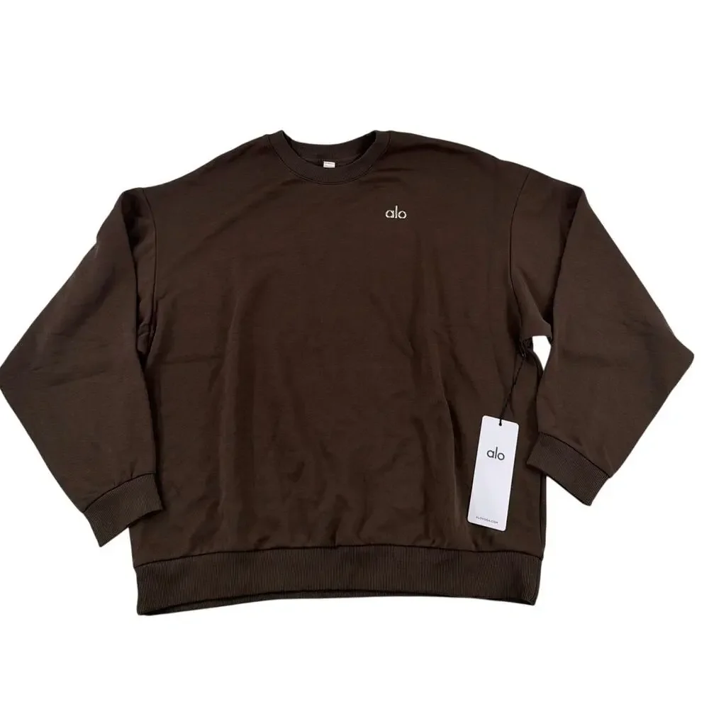 Alo Yoga Unisex Espresso Accolade Crew Neck Pullover Sweatshirt Size L